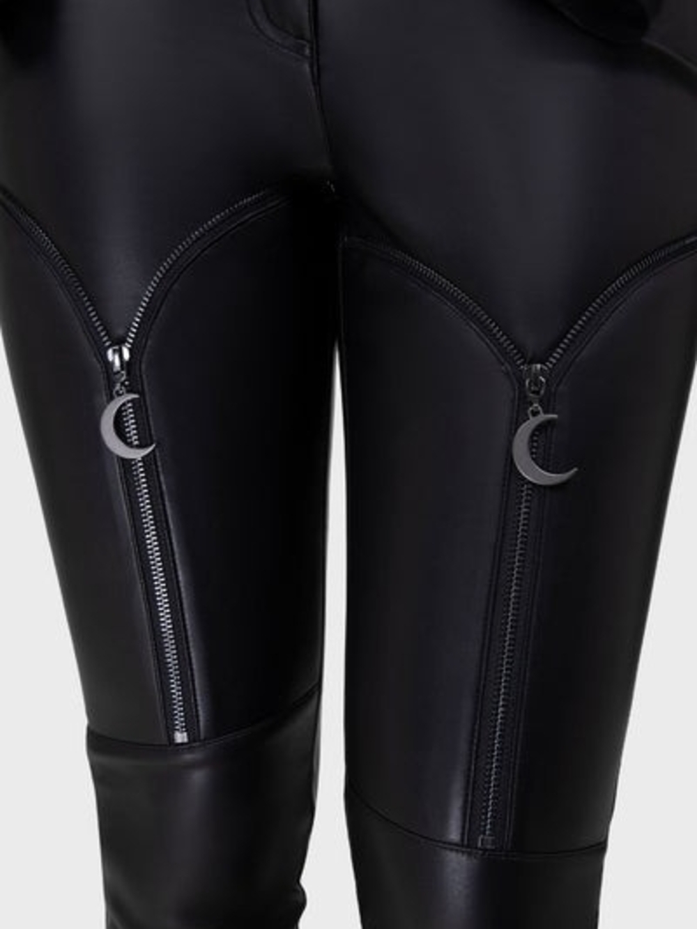 Black Gothic Faux Leather Skinny Pants - Picture 3 of 6